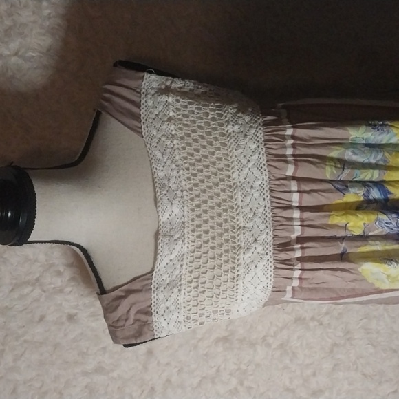 Free People Crochet Floral Satin Midi Dress Size L - Picture 3 of 9